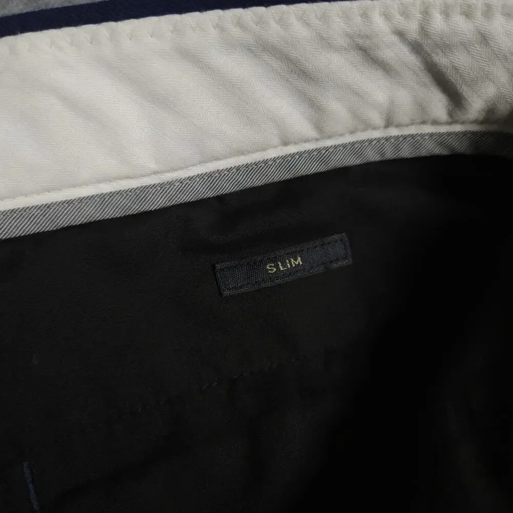 J Crew Bowery Slim Fit Pants Mens Blue 100% Wool 34x32 Office Classic Navy
